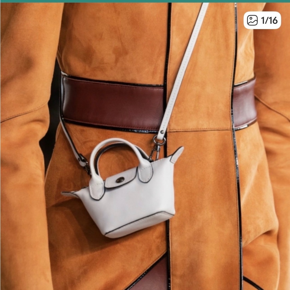 Longchamp Mini Le Pliage Cuir Leather Top Handle micro bag - Picture 3 of 8